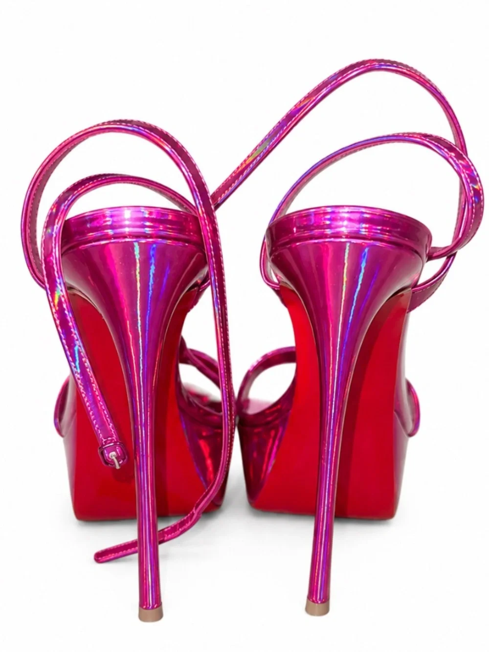 Christian Louboutin Hot Pink Iridescent Platform Sandals